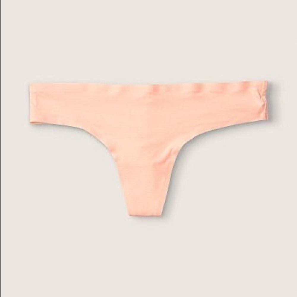 VS PINK No-Show Mesh Thong NWT Size L Orange